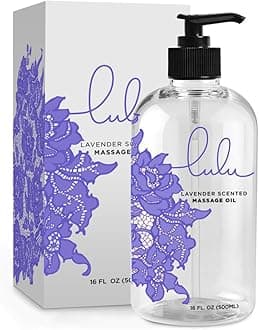 Lulu Lavender Massage Oil with Jojoba & Lavendar Oils, Nourishing Aromatic Non-Greasy Body Oil, Smooth Skin & Relaxation, Aromatherapy for Date Night, Couples Massage & Massage Therapy, 16 fl oz Pump