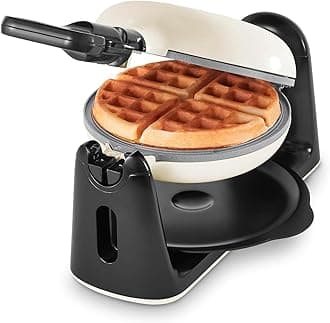 Dash Flip Belgian Waffle Maker - For Thick, Fluffy Single-Serve Waffles - Features Ceramic Nonstick Plates and Easy Flip Design - Cream