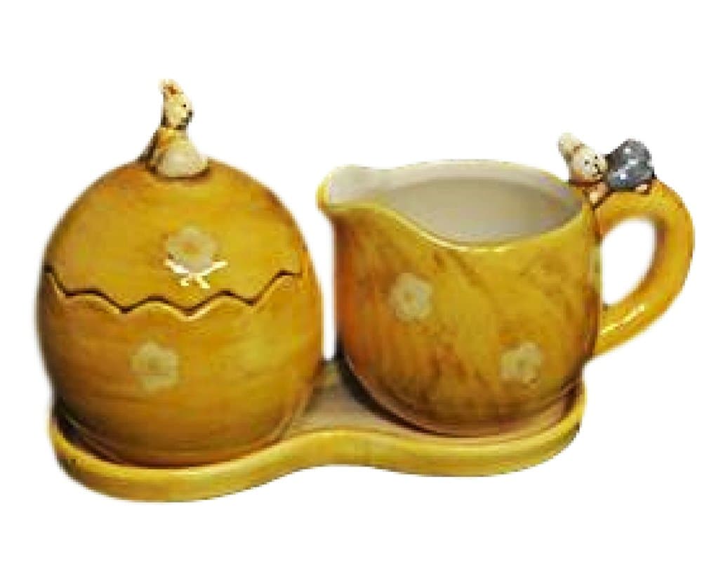 MILK JUG, SUGAR BOWL SET CERAMIC BUNNY