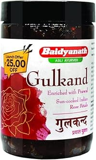 Baidyanath Gulkand Gummy Enriched with Prawal Sun-cooked Indian (Rose Petal Jam) - 400gram