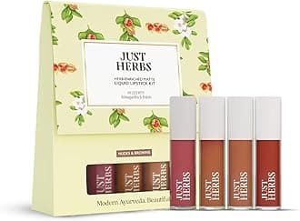 Herb Enriched Matte Liquid Lipstick | Set of 4 | Ayurvedic Lipstick for Women | Hydrating & Lightweight | Long Lasting (Nudes & Browns)