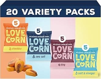Family Favorite Sea Salt, BBQ, Salt & Vinegar, Cheddar | Delicious Crunchy Corn Snacks | .07oz x 20 Gluten Free, Vegan Bags | Convenient for Lunch Boxes, Commuting & Office Snacks