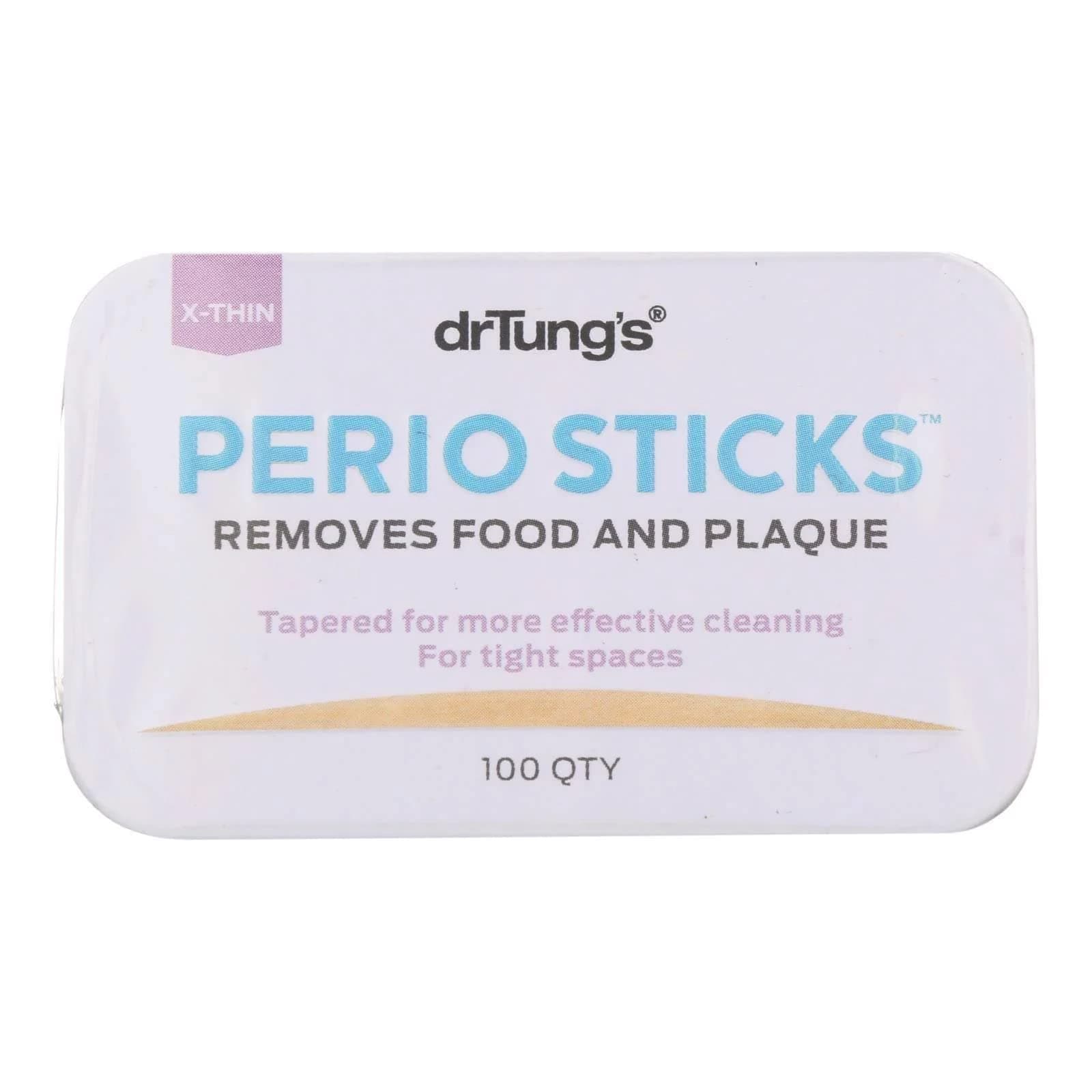 Dr. Tungs Double-Sided PerioSticks X-Thin, Fit Comfortably Between Teeth, Stimulate Gums and Remove Plaque and Food Particles - 100 Count