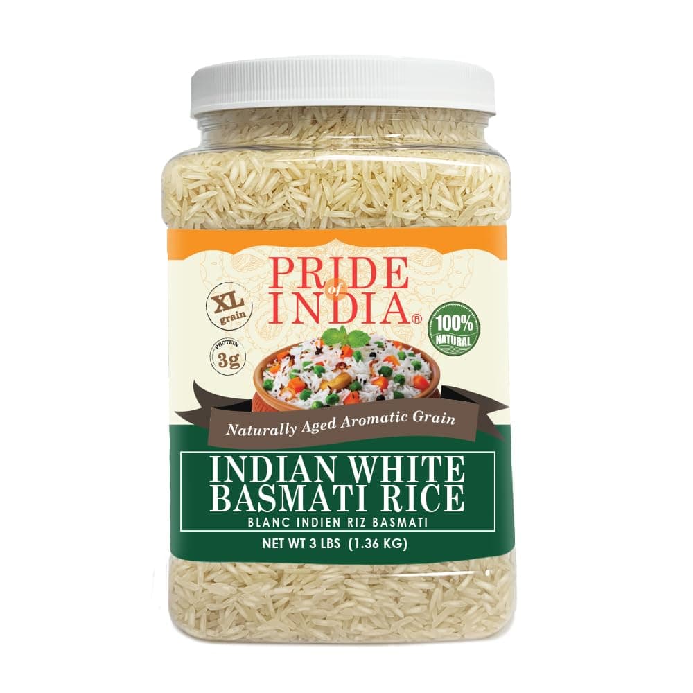 Basmati Rice 3 lb | Extra Long Grain Indian Basmati Rice Naturally Aged 2 Years | Non Sticky Aromatic White Basmati Rice for Cooking Biryani, Fried Rice & Everyday Meals