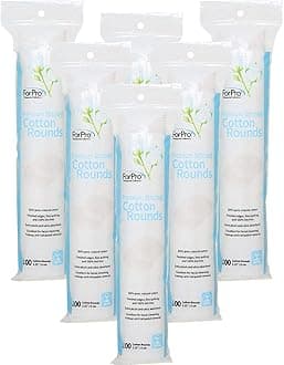 ForPro Premium Stitched Cotton Rounds, 100% Pure Cotton Pads for Removing Makeup, Nail Polish, and Cleansing Face, Pack of 6, Counts 600