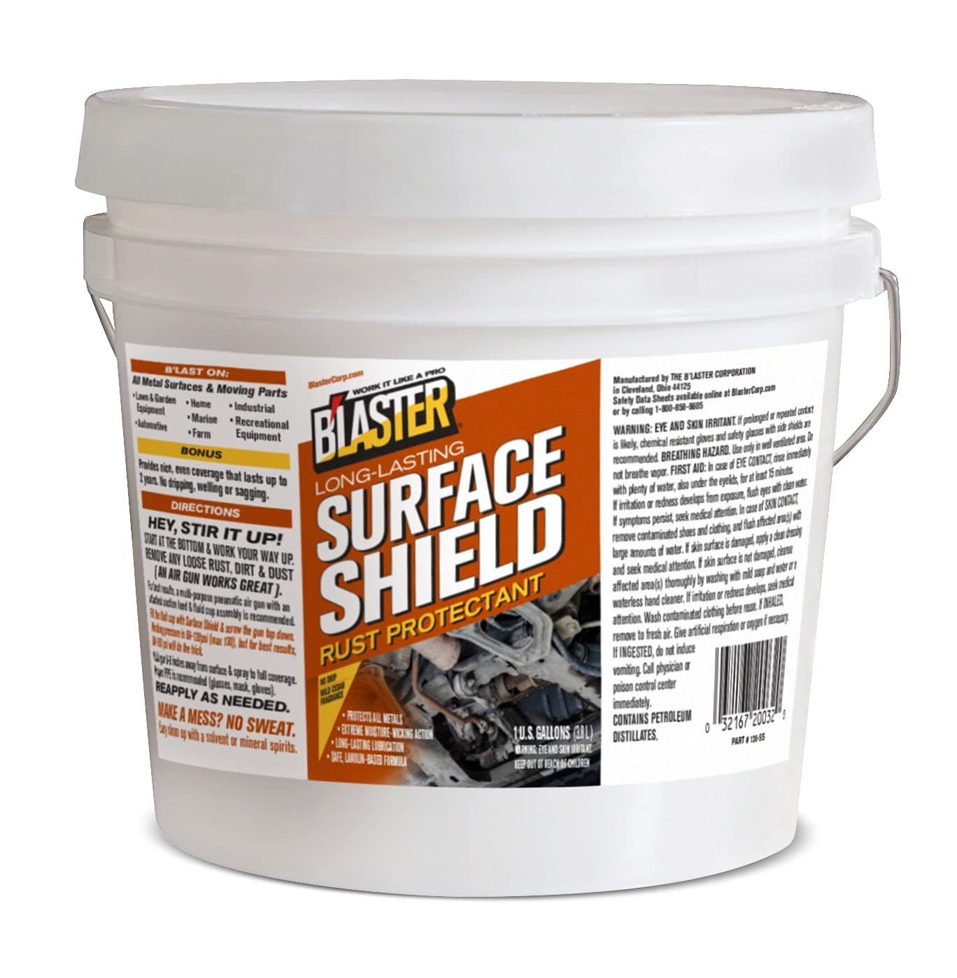 B’Laster Surface Shield Anti Rust for Metal – Rust Prevention for Tools, Equipment & Moving Parts – Long-Lasting Corrosion Protection with Lanolin-Based Formula – 1 Gallon