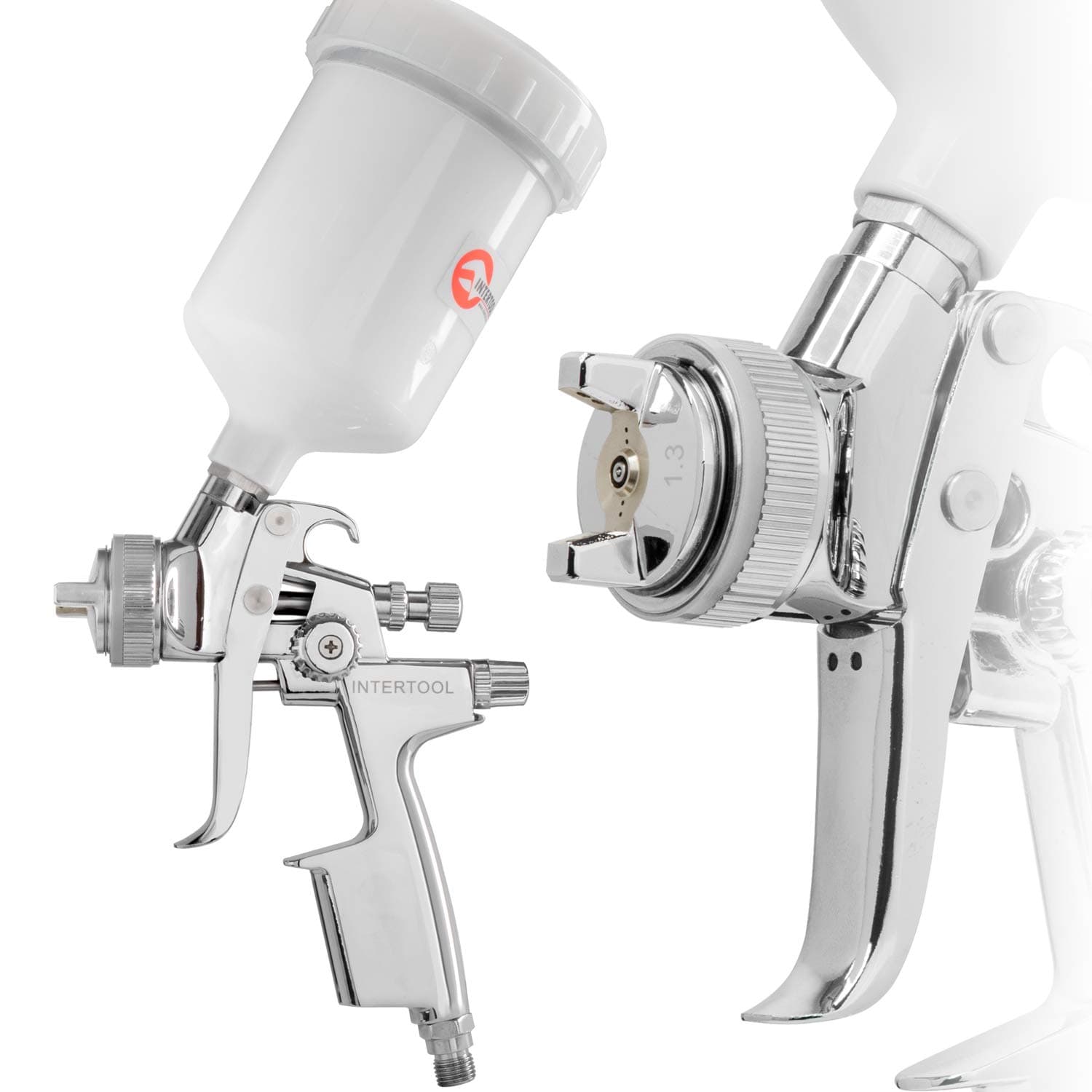 INTERTOOL HVLP Professional Gravity Feed Air Spray Gun 1.3 mm Nozzle Size 600 cc Cup PT-0105