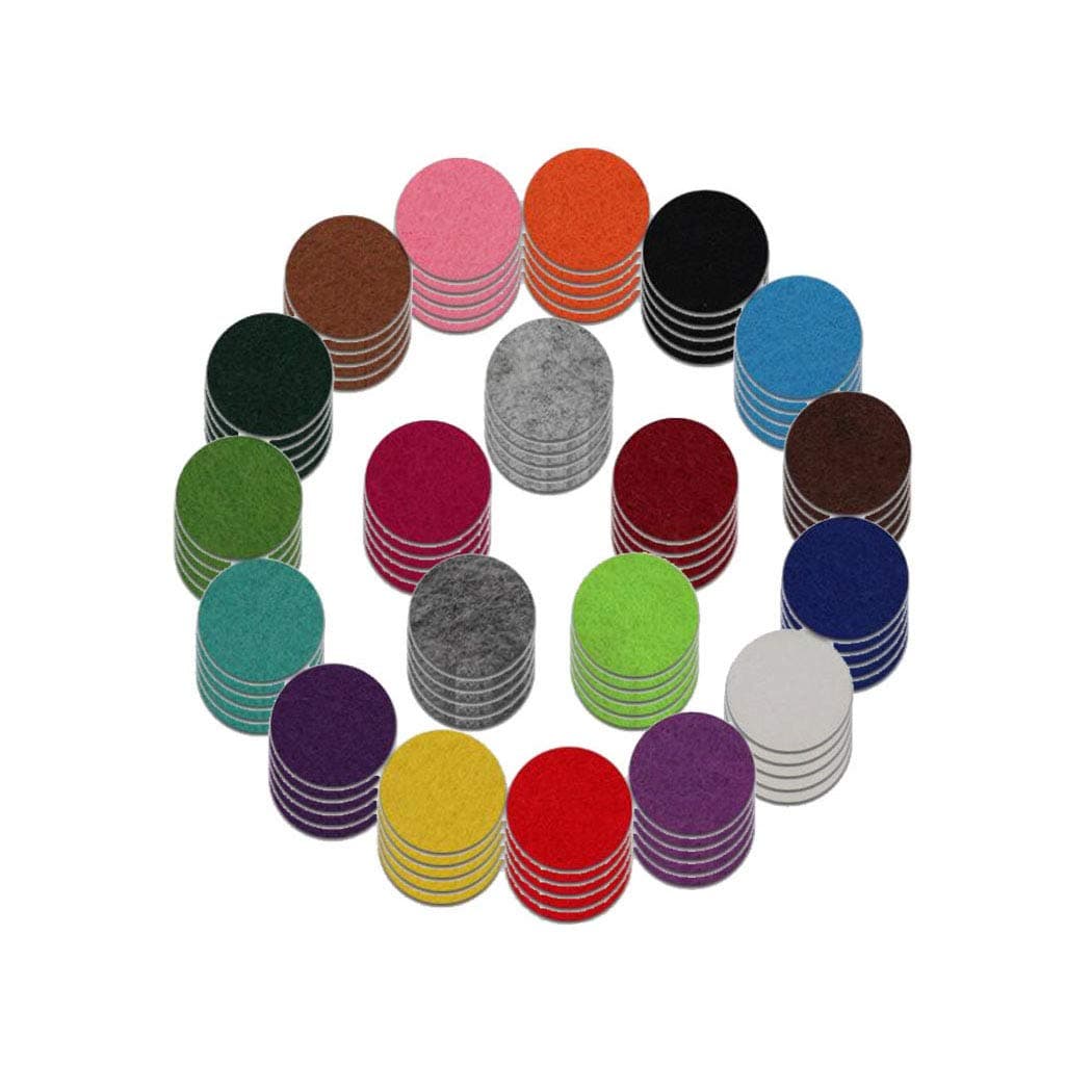 DELIWAY Essential Oil Diffuser Necklace Refill Pads,22.5mm Highly Absorbent Aromatherapy Replacement Felt Pads for 30mm Aroma Locket Pendant Car Vent Perfume Clip, 20 Colors (100PCS)