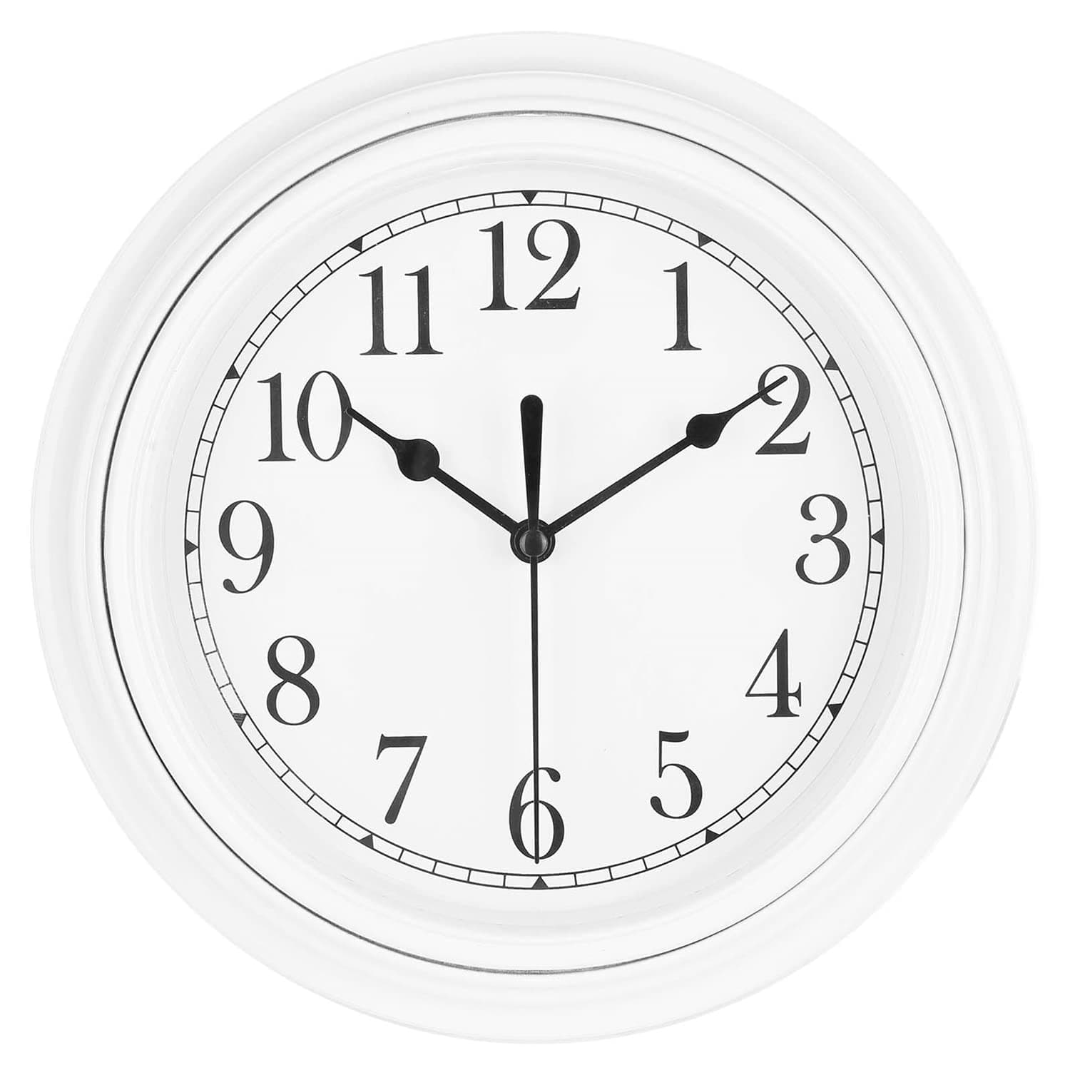 Topkey Silent Wall Clock Kitchen 9 Inch Retro Non-Ticking Decorative Bedroom Office Wall Clock - White