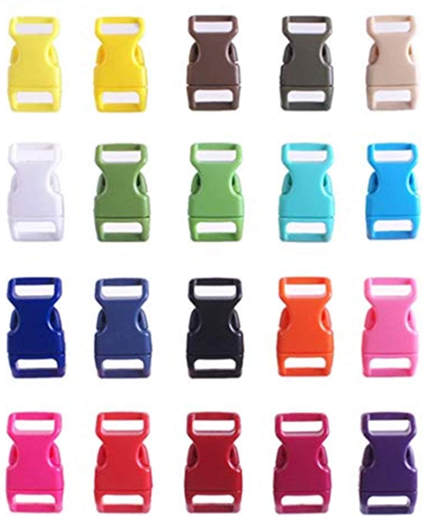 COSORO 50PCS Contoured Side Release Plastic Mini Buckles 3/8 Inch for Paracord Bracelets, Dog Collar, Webbing, Bushcraft, Backpack Accessories,Tent