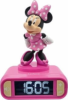 Disney Minnie, Nightlight alarm clock, Sounds and Melodies, LCD Backlit screen, Luminous, Snooze, Pink, RL800MN
