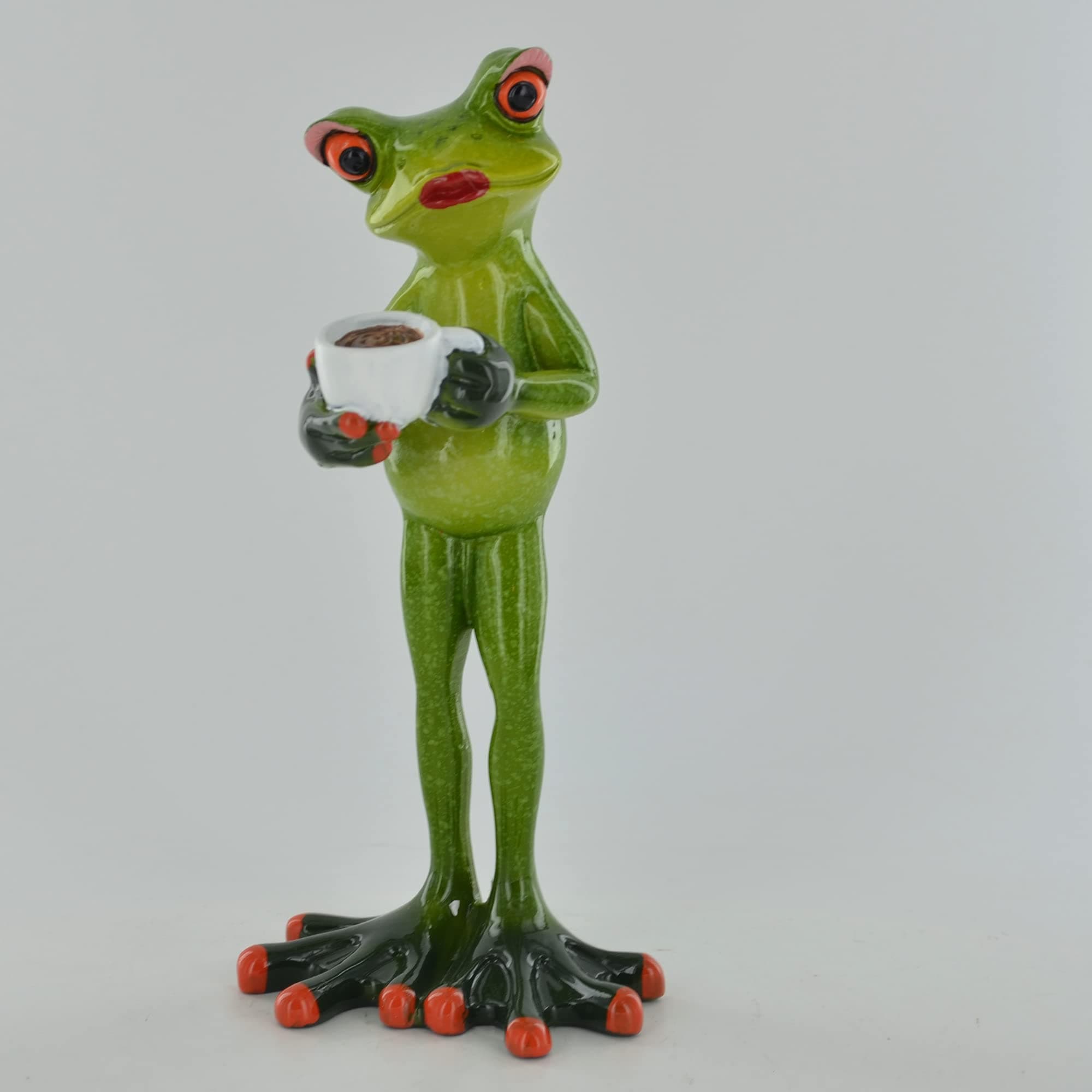 Comical Frogs - Coffee Break Joke Present Novelty Gift Home Decor Tea Break Small Resin Figurine H