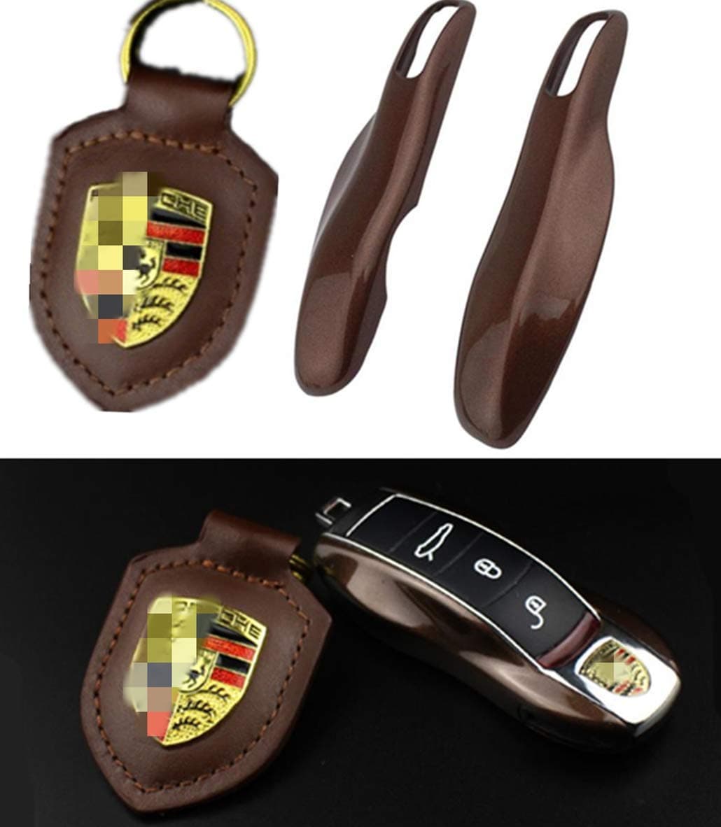 American shop g Smart Protectors Keyless Remote Key Cases Shell Car Key Case Platic Cover Case Cover Side Blades for 911 Cayenne Caman Panamer (Brown)