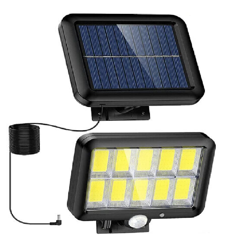 Duffy120 LEDs olar Wall Lights, COB Motion Sensor Outdoor Security Lights 3 Lighting Modes Dimmable Solar Powered Waterproof Lamp for Outside Garden Garage Fence Shed Walkway Use