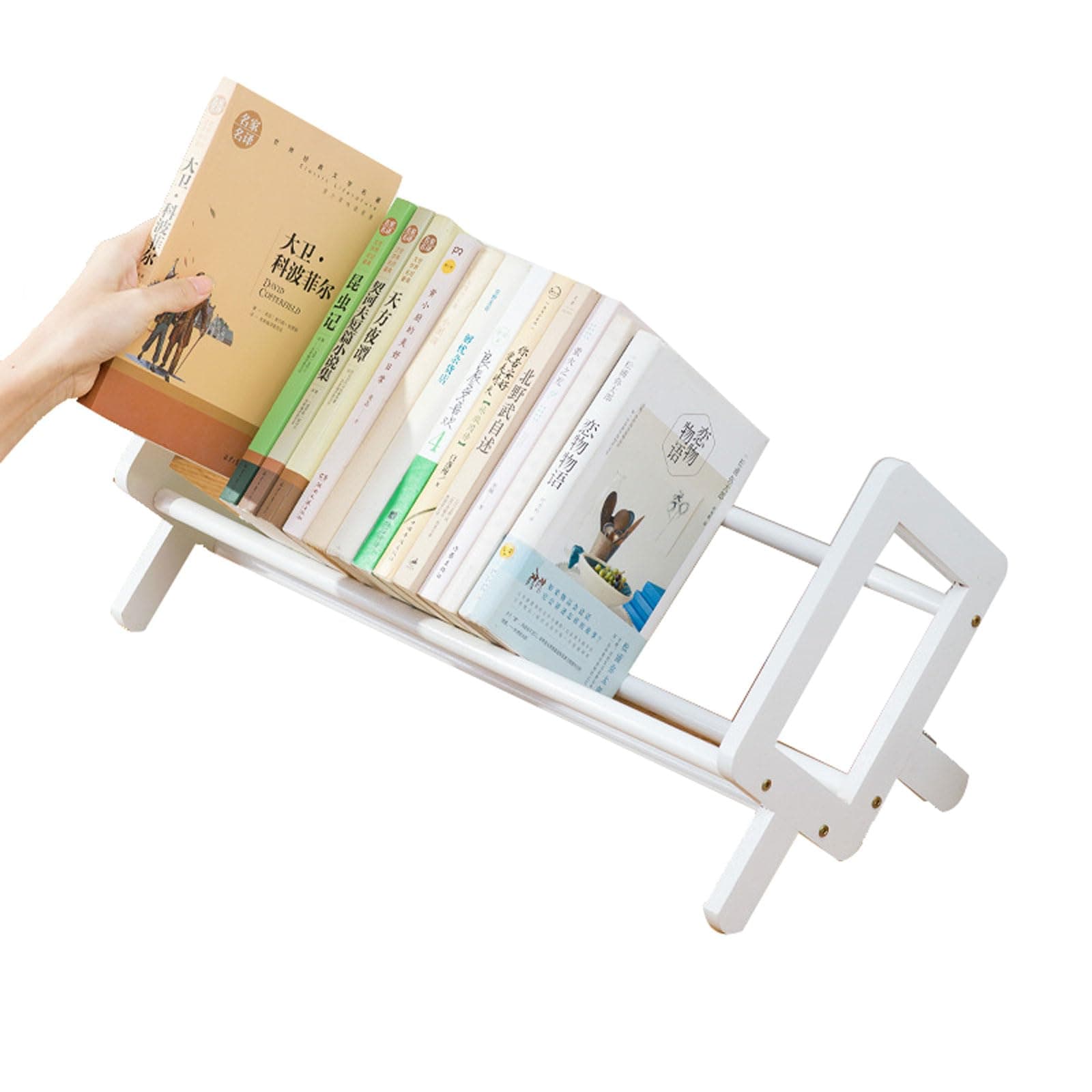 Bamboo Desktop Bookshelf, Desk Organizer Compact Tabletop Bookcase for Small Spaces Mini Bookcases Book Display Rack for Home and Office