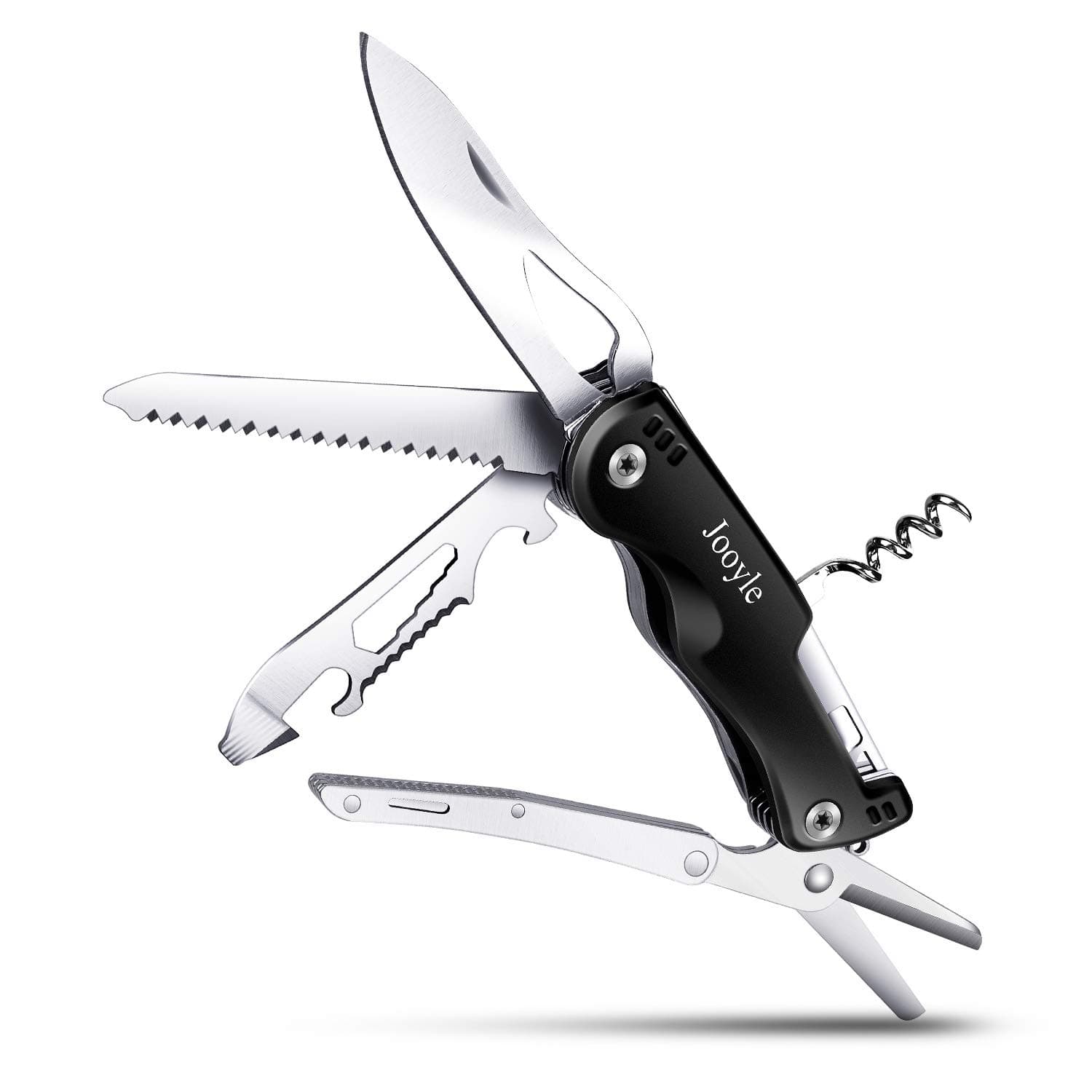 Multitool Knife, Folding Knife with Scissors & Multitool Pocket Knife, Used for Home, Hiking, Fishing, Camping with Bottle Opener, Can Opener, Saw, etc, . More in One and with Nylon Bag.
