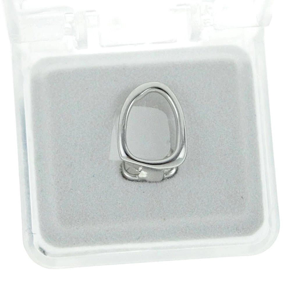 Hip Hop Silver Open Face Front Tooth Grillz Cap with at-Home Mold Kit