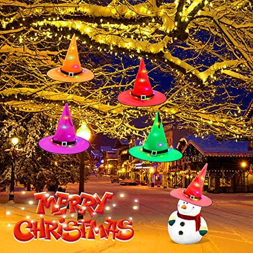 AUSPICE 100 LED String Lights, 16.4ft Decorative Lights,Glowing Santa Hat String Lights Battery Operated,Christmas Decor for Wedding Yard,Party,Outdoor(4PCS)