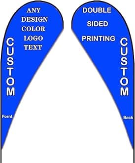 Custom Feather Flags, Personalized Double Sided Feather Flag Banner for Business Outside Advertising, Customized Your Own Logo Text Design (Teardrop Flag Set, 70×170cm/2.3×5.6FT)