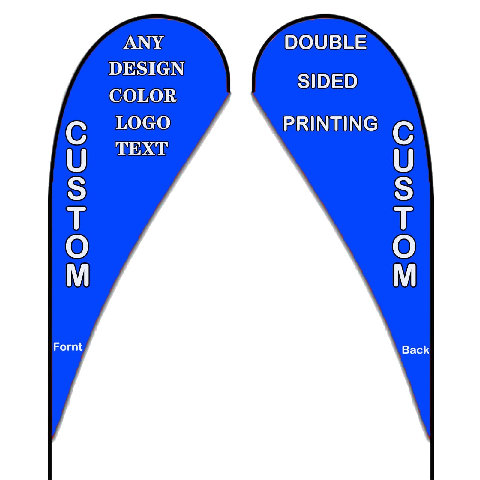 Custom Feather Flags, Personalized Double Sided Feather Flag Banner for Business Outside Advertising, Customized Your Own Logo Text Design (Teardrop Flag Only, 80x220cm/2.6x7.2FT)
