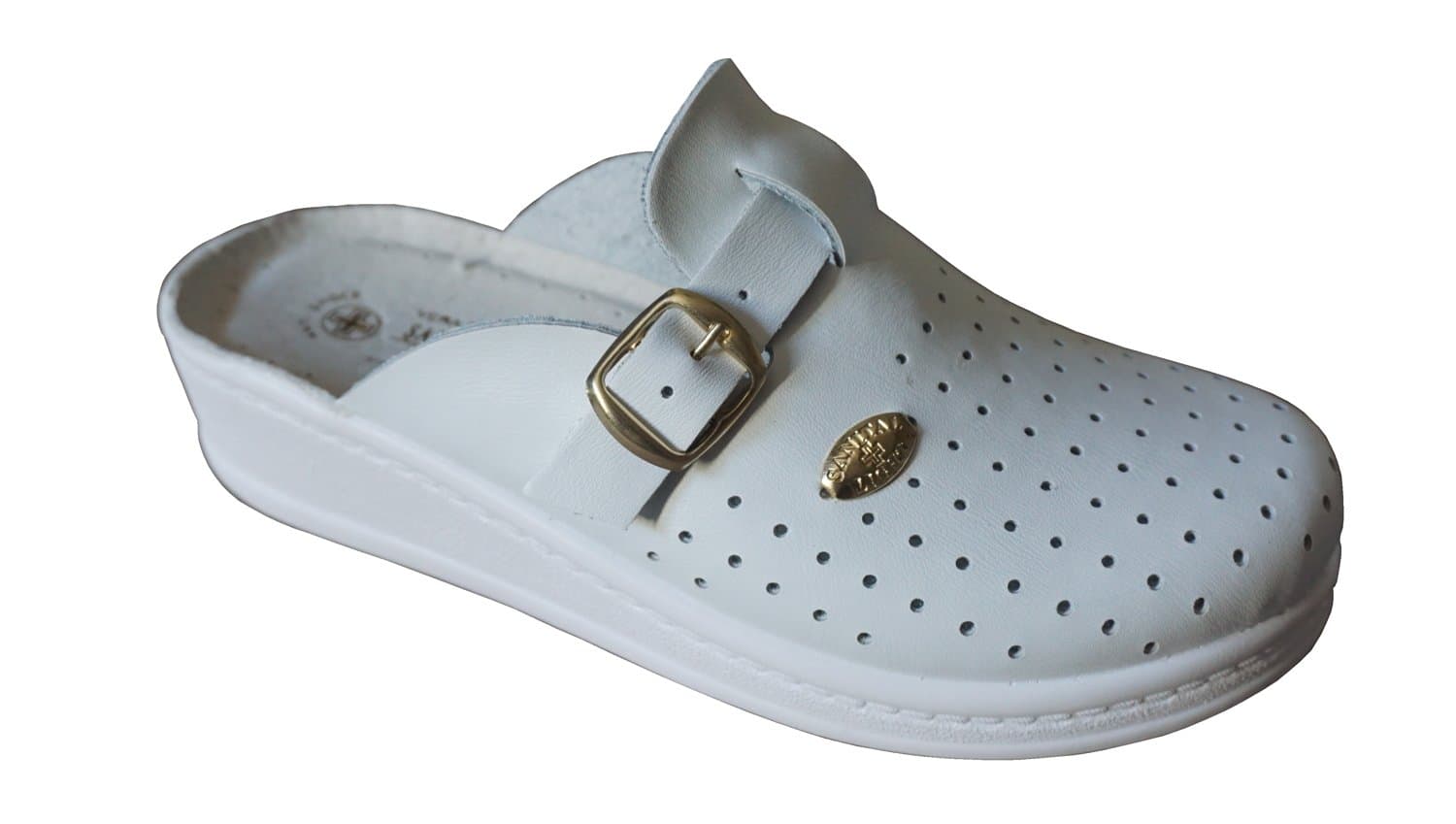 Sanital Light Mule in Leather 1372 White