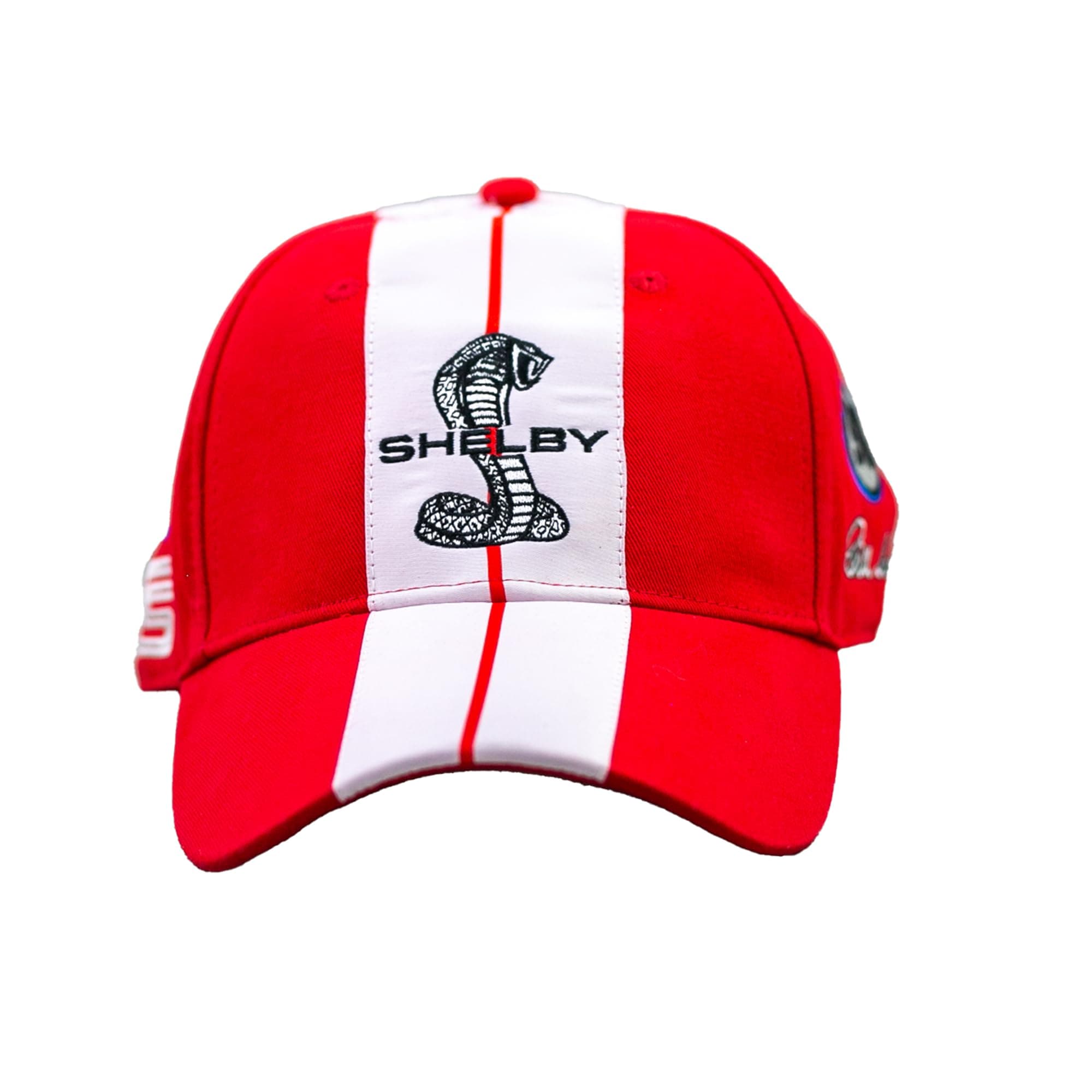 Shelby Super Snake Red Cap Hat | Two Stripe Cobra Design Racing Performance Hat | Officially Licensed Shelby Product | One-Size Fits All | Adjustable Closure