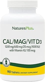 Calcium/Magnesium/Vitamin D3 with Vitamin K2 - Supports Bone & Immune Health - Vegetarian, Gluten Free - 90 Tablets - 22.5 Servings