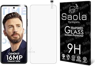 Saola® 9H Tempered Glass For Tecno Camon 17 (PACK OF 1) with Free Installation Kit. Full screen Coverage. Free Replacement If Received Damaged - 6.6 inch