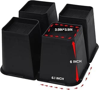 MYMULIKE Bed Risers Heavy Duty, Oversized Furniture Risers, Support Up to 6000 Lbs, Lift 3 inch for Couch, Sofa, Table,Chair (Black Full 4 Pack, 6 inch)