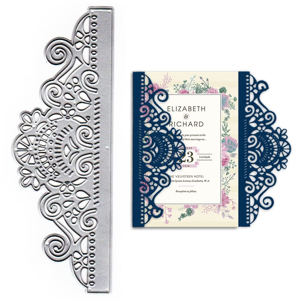 Metal Flower Frame Cutting Dies for Card Making, Rectangle Border Frame Die Cuts Flower Embossing Stencils Template Mould for Card Scrapbooking and DIY Craft Album Paper Card Decor