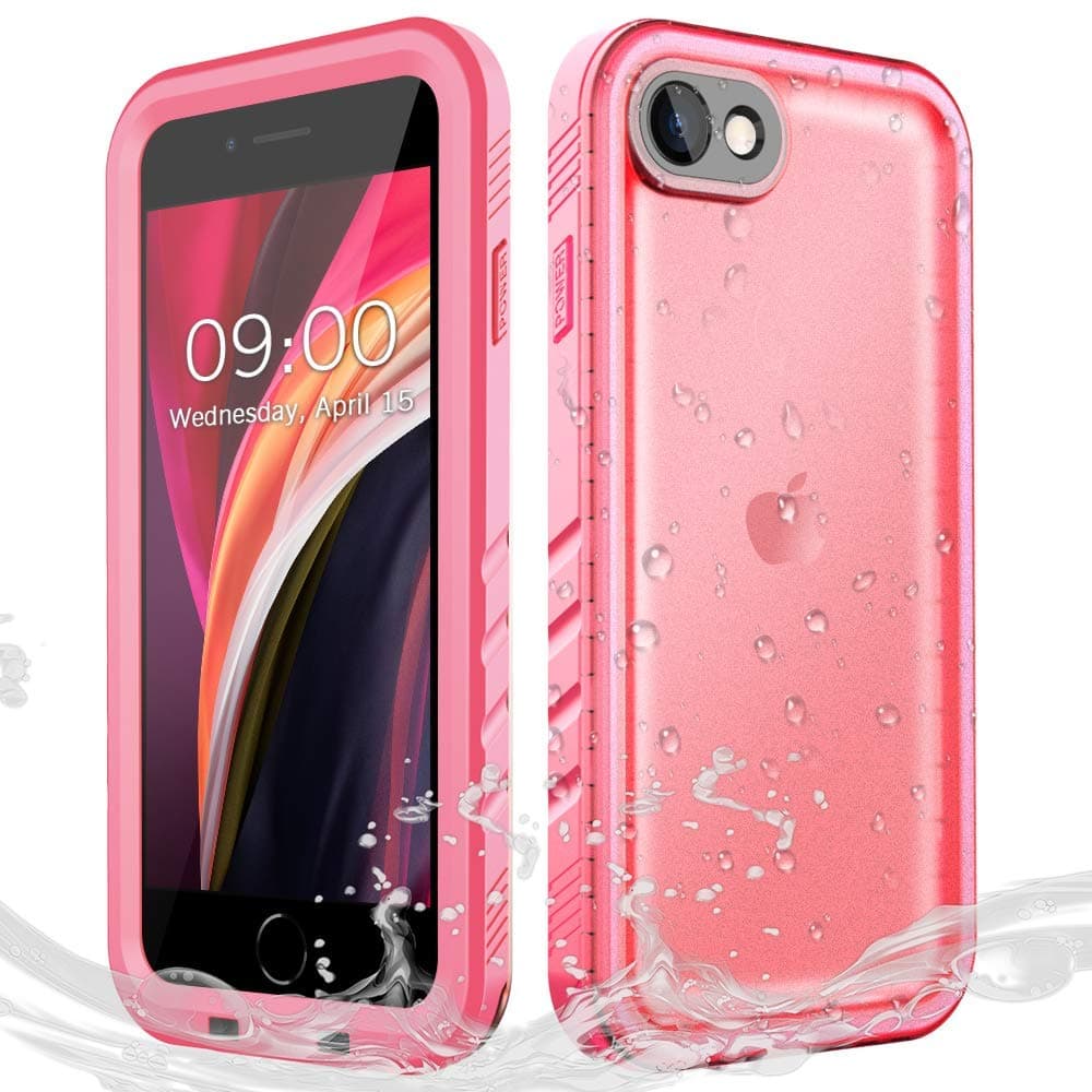 Cozycase for iPhone SE 2022/2020 SE3 SE2 iPhone 8/7 Case Waterproof Shockproof - Military Protective/Heavy Duty【360 Full Body】Underwater Dustproof Front and Back Case with Screen/Camera Protector-Pink