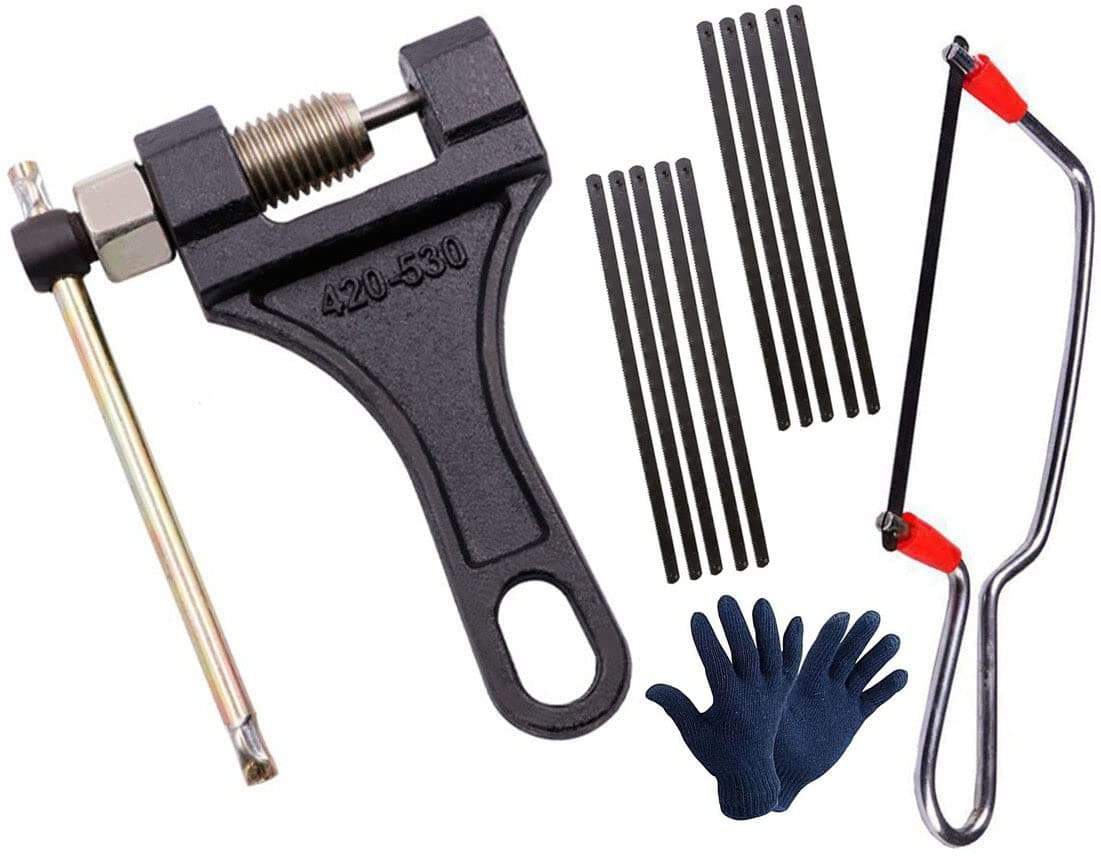 Inditrust Heavy duty 420-530mm Chain Breaker tool with Hack saw 10pc Blade WITH 1Pair GLOVES chain puller Single Sided Speciality (Pack of 3)