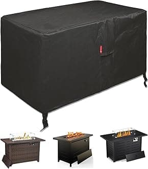 SheeChung Rectangular Fire Pit Cover Fits 40-44 Inch Fire Table-Waterproof Anti-UV 600D Heavy Duty Outdoor Cover for Patio Table Furniture Gas Firepit Deck Box Protector/Storage Cover(44"x28"x25")