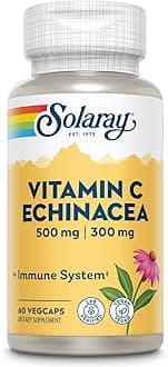 Vitamin C & Echinacea Root | Healthy Immune System Support w/ 500 mg VIT C & 300 mg Echinacea Per Capsule | Non-GMO & Vegan | 60 VegCaps