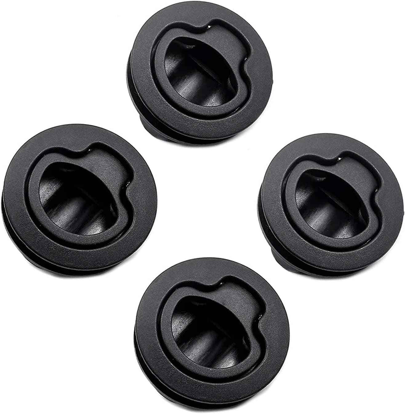 MIZUGIWA Boat 2 Inch Flush Pull Slam Latch,Marine Deck Hatch Handle Lock Round Black Plastic,Cabinet Hardware,Pack of 4