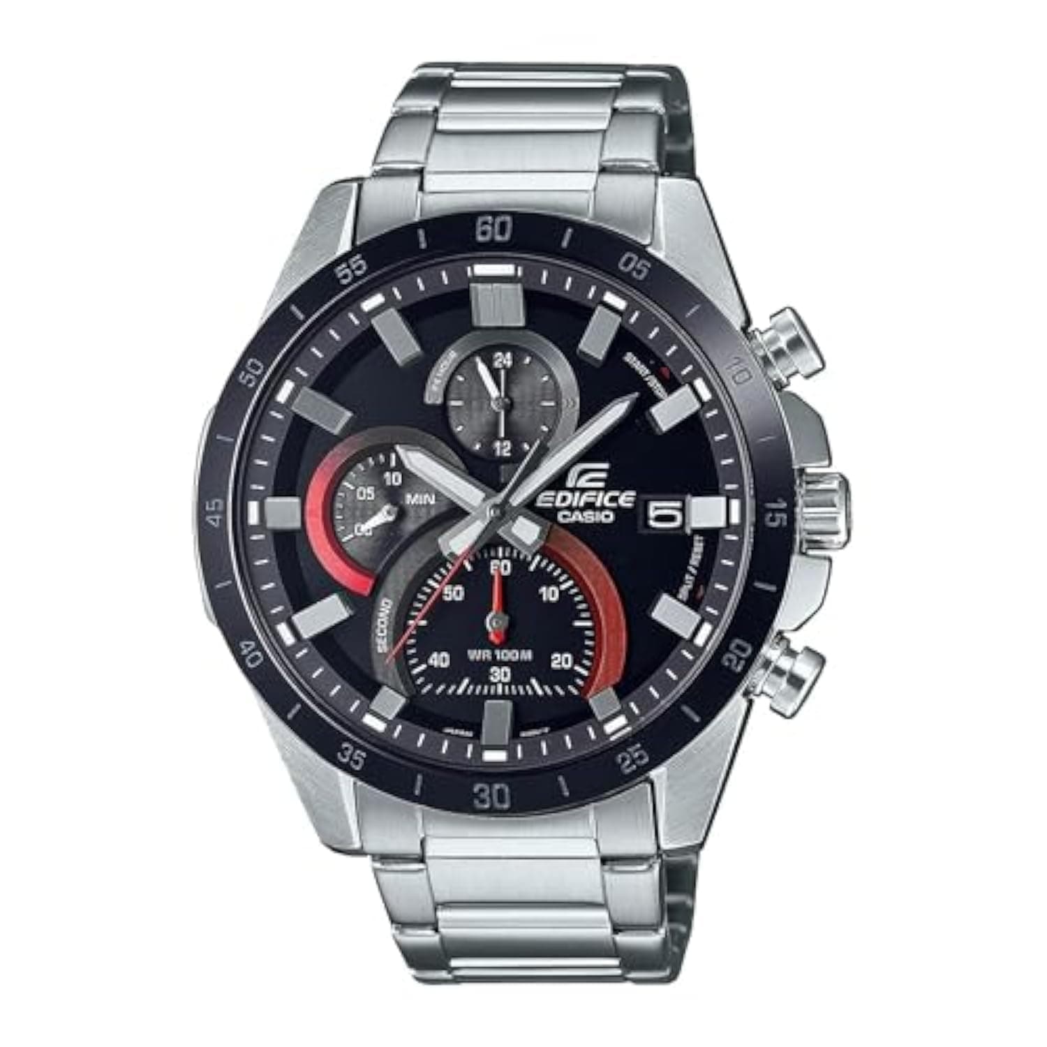 Edifice EFR-571DB-1A1VUDF Black Analog Dial Silver Stainless Steel Band Men's Watch Chronograph 100M Water Resistant ED513
