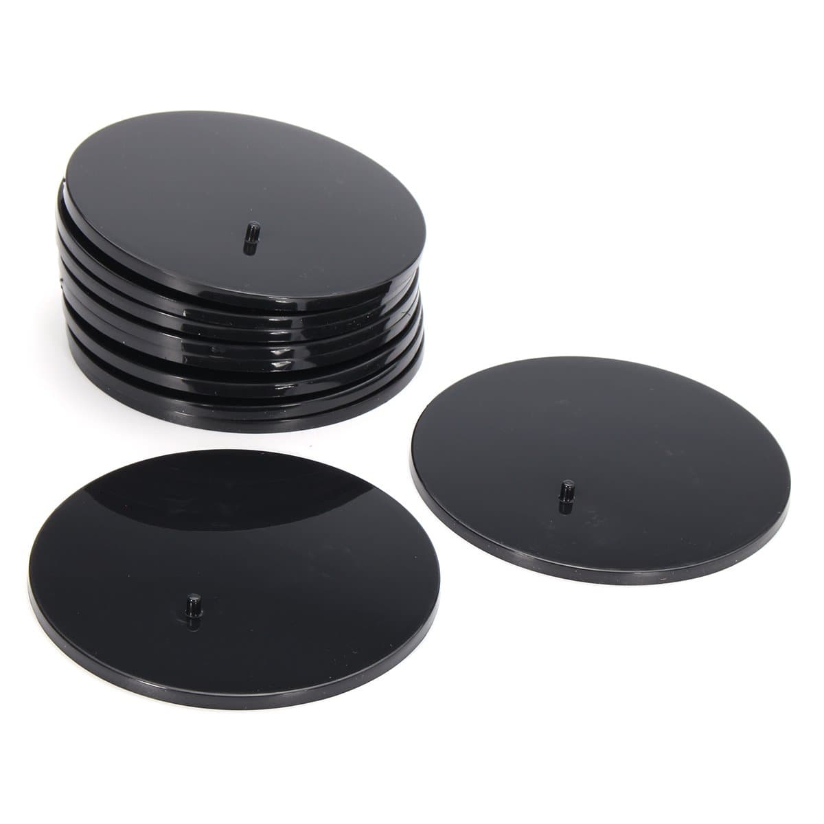 10pcs Round Black Abs Figures Stand Display Base For 6-8 Inch Action Figures