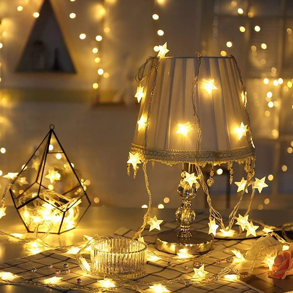 Star String Lights Battery Operated 40 LED 19.6FT le Little Star Lights Indoor Starry Fairy Lights Warm White for Patio Wedding Bedroom Christmas Home Decoration