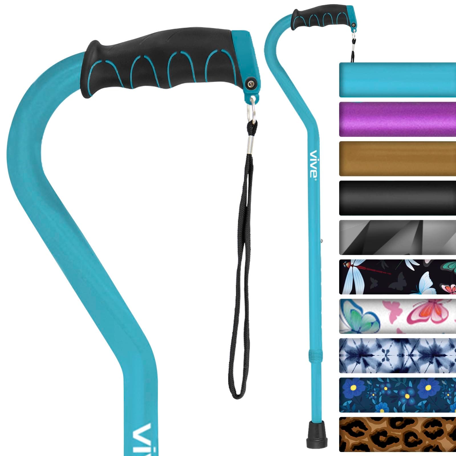 Walking Cane Portable Adjustable Offset Balance Stick Lightweight & Sturdy Mobility Walker Aid For Arthritis Elderly Seniors & Handicap One Size Teal