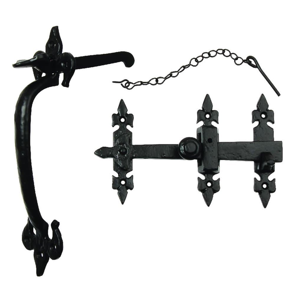 Excel Premier Antique Fleur De Lys Thumb Latch Pair