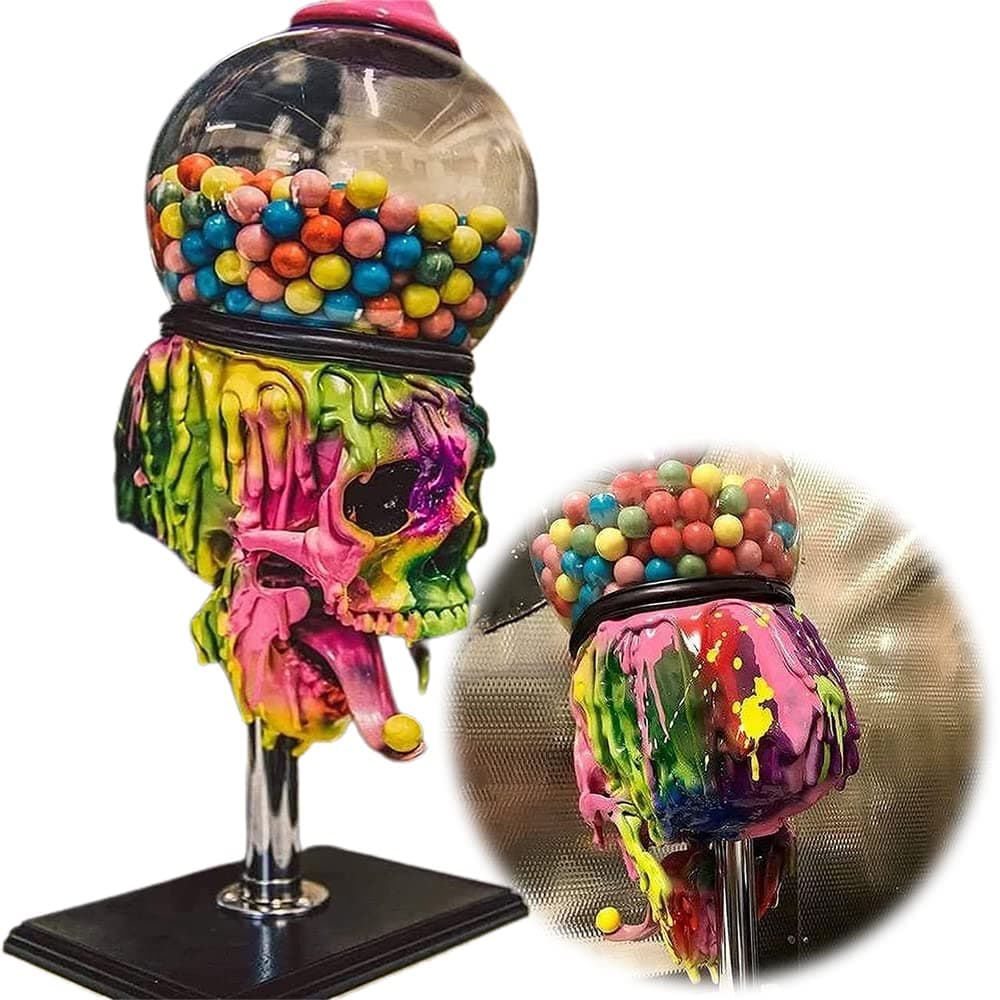 Halloween Skull Cool Bubble Gum Machine, 2022 Upgrade Candy Machine Dispenser , Gumball Vending Machine Dispenser, Candy Skull Decorations Peculiar Desktop Atmosphere Ornaments