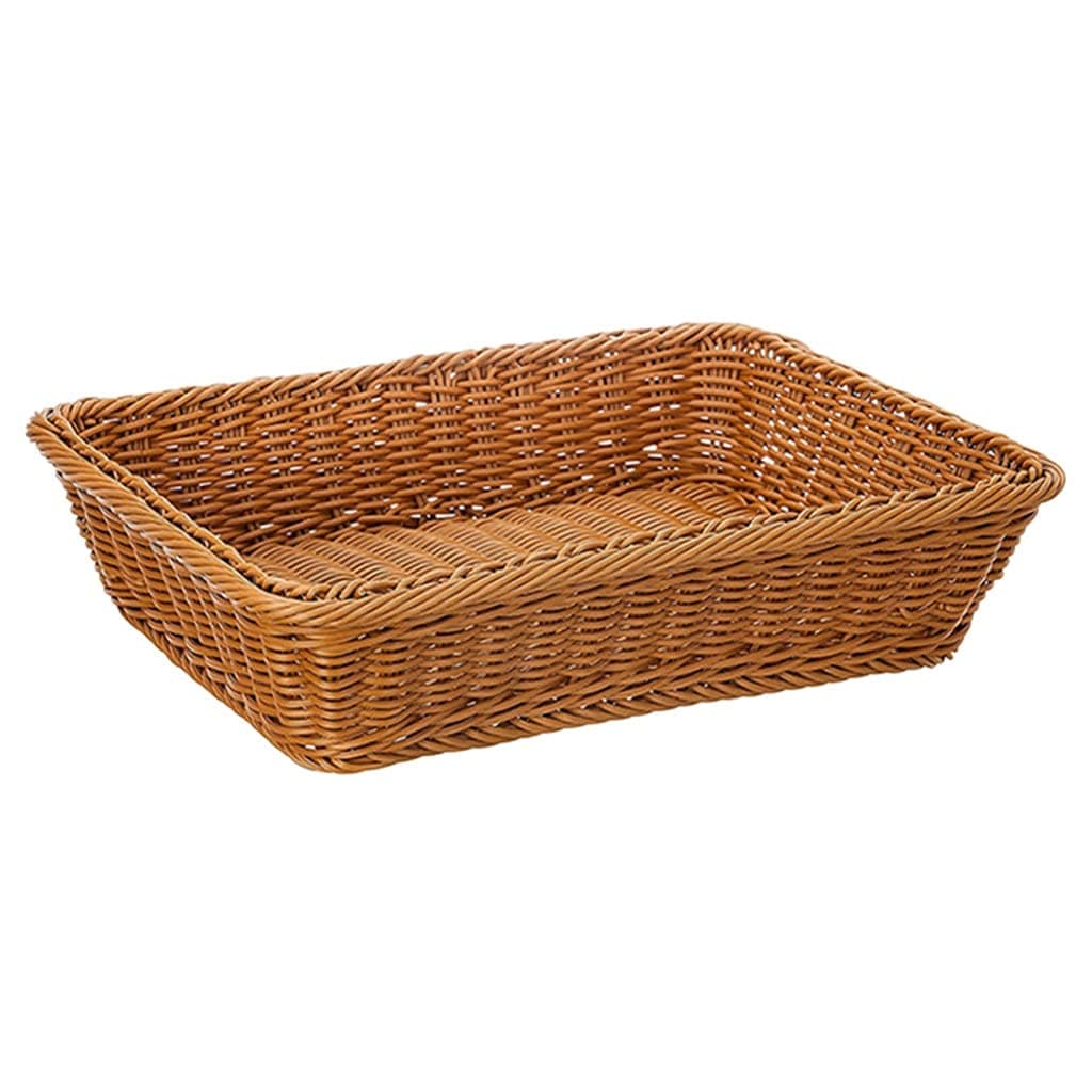 ADUH Rattan Woven Storage Fruit Basket Candy Snack Fruit Vegetable Serving Basket Supermarket Restaurant Display Tray (Size : Small)