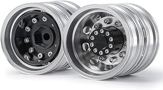 RCLIONS 2pcs Aluminum Alloy Trailer Rear Rims Hub 12mm Hex Beadlock Wheels for Tamiya 1/14 Tractor Truck Car