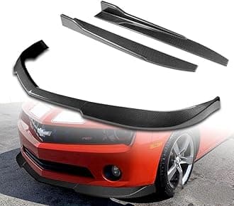 5pcs Combo Front Bumper Body Kit Lip + Side Skirt Extensions Diffuser Compatible with 2010-2013 Chevy Camaro V6 Model Only (Painted Carbon)