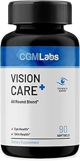 Vison Care Plus - Complete Dietary Supplement for Your Vision- Lutein 20mg, Zeaxanthin, Vitamin A, Bilberry Extract - 90 Softgels by CGM Labs