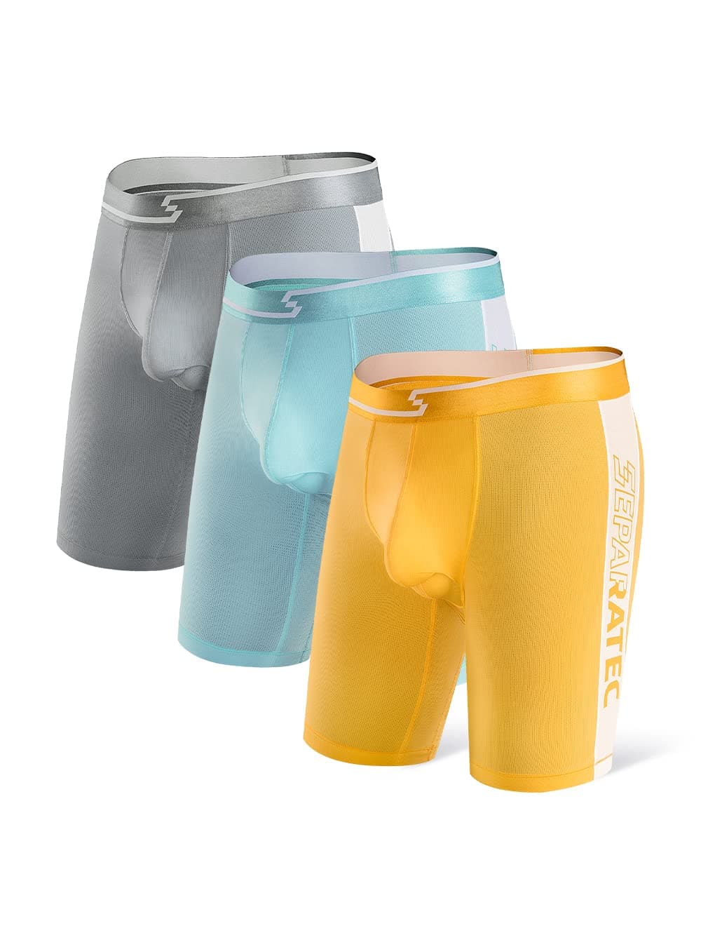 Separatec Men's Dual Pouch Underwear Active Mesh Cool Performance Long Boxer Briefs 3 Pack