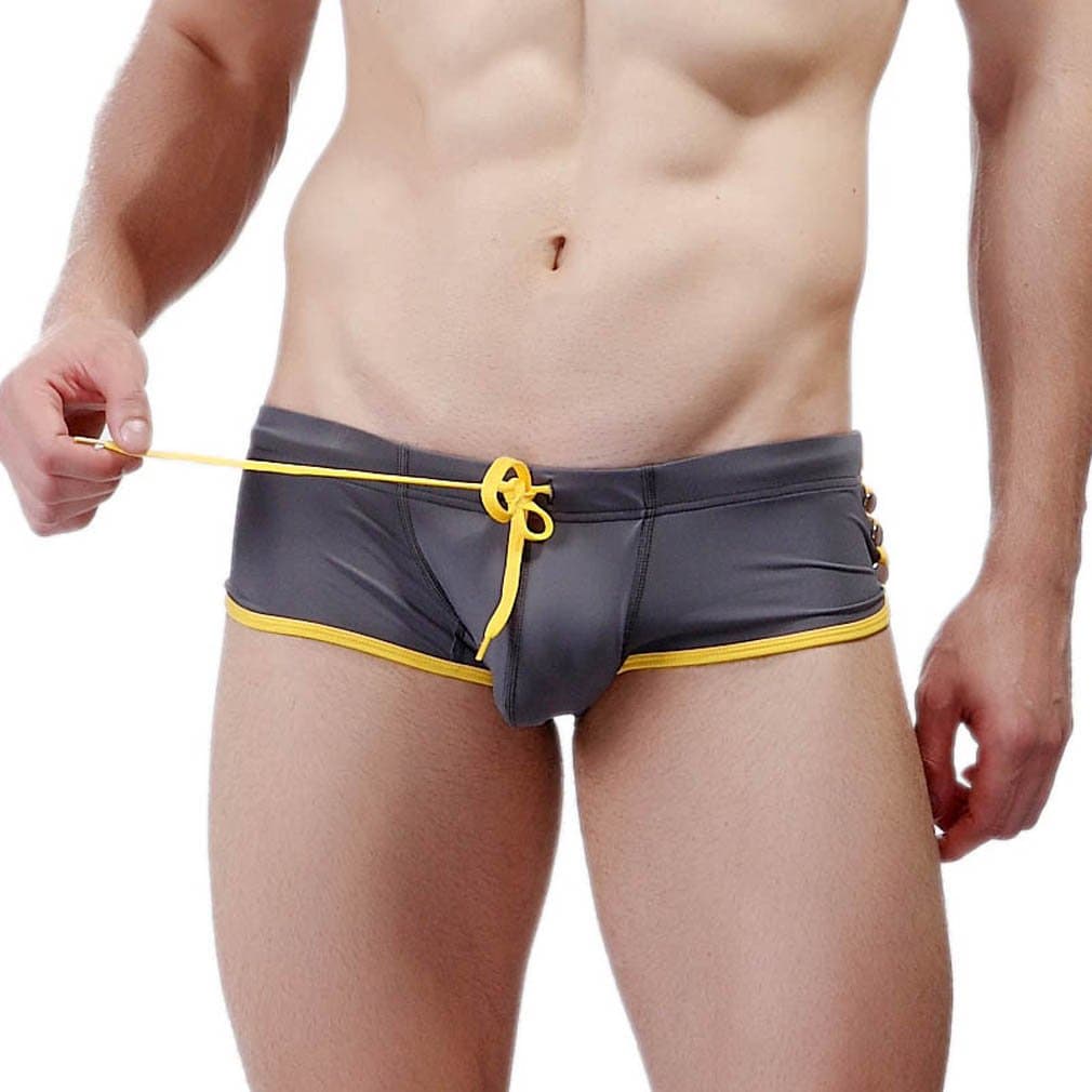 Mens Swim Trunks, 8 Color Options, Nylon, Grey Medium