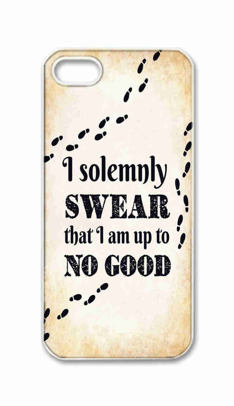 Custom iPhone 5S 5 5G Case , I Solemnly Swear That I Am Up To No Good Funny Quote Hard Plastic Protective Cases Cover by Foreverway --1171