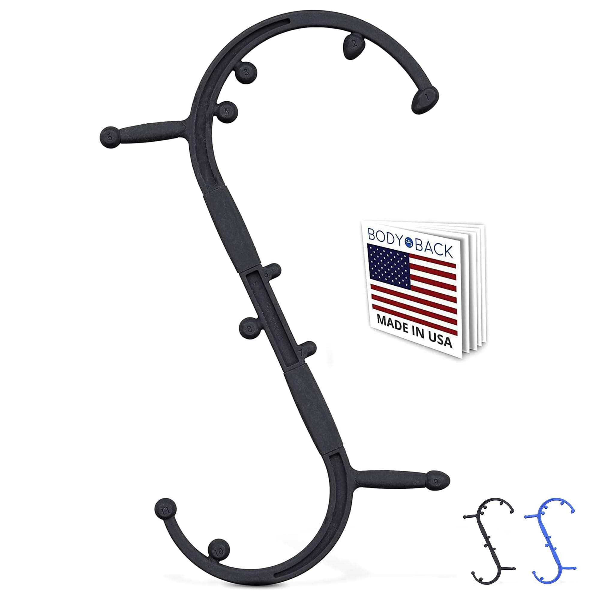 Buddy Elite Black 2.1 - Neck Massager for Pain Relief Deep Tissue - Back Therapy Tool - Therapeutic Trigger Point Hook for Muscle Knot & Myofascial Release - Shoulder Pressure Point Relief