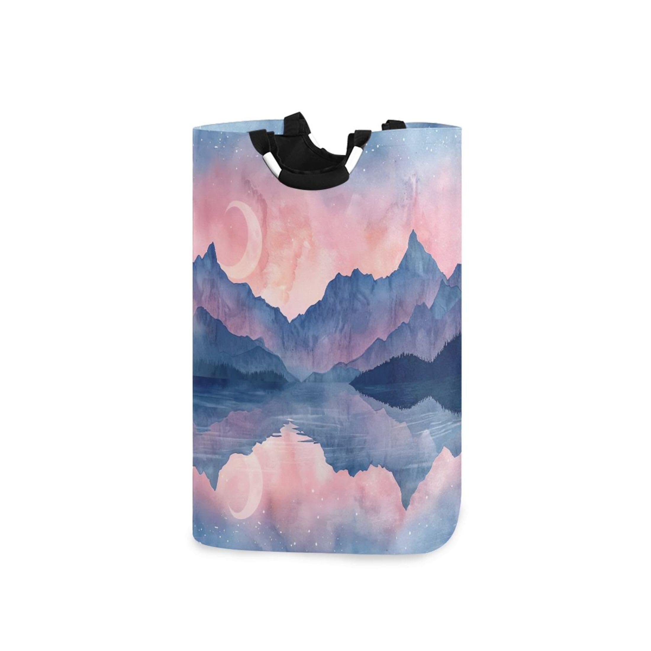 xigua Sky with Stars Large Laundry Hamper with Handle, Foldable Clothes Hamper Collapsible Storage Basket for Toys and Clothes Organization in Bedroom, Bathroom, and Laundry Room